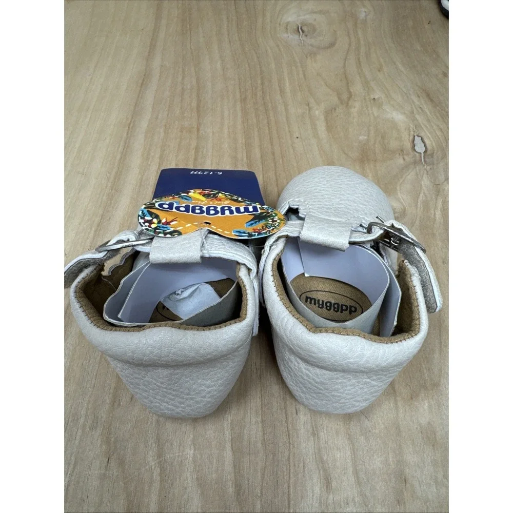 Myggpp Mary Jane Toddler Girls Slip On Shoes Sz 6-12 Mo Beige